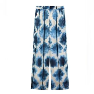 Zara satin effect printed Wide-Leg Pants